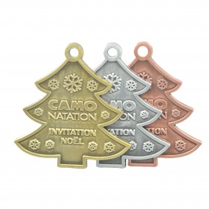 ODM OEM Христийн Мэндэлсний Баярын сүлд модыг чимэглэх Эртний бүрээстэй төмөр гуулин зэс бэлэг дурсгалын зүйл Металл медаль зул сарын бэлэг