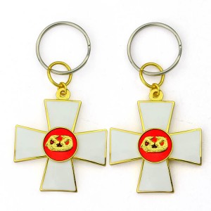 Pêşkêşkirina Karsaziya Luxury Diyariyên Key Chain Double Side Metal Custom Logo Keychain