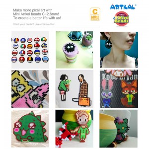 Hariv käsitöömänguasi CC10 Artkal Fuse helmeste kandiku komplekt, mis sisaldab 10 värvi 5400 helmestega Hama Perleri helmeste karbikomplekt