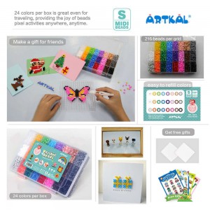 Veľkoobchodné vzdelávacie hračky Artkal Beads 24 farieb 5 mm Midi Hama Perler Beads Sada fúznych korálkov