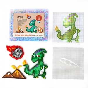 Artkal 5 mm MixColors Kit de comptes fusibles Hama Dinosaur Kids Diy Joguina creativa feta a mà Artesania de regal en caixa de comptes de planxar