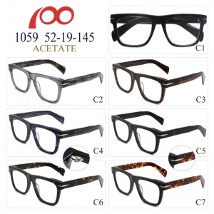 1059 Okulary optyczne z octanem w kwadratowych oprawkach