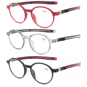 RL1606 okrogla bralna očala z modro svetlobo na vratu Nastavljiva bralna očala z magnetom, magnetna očala za branje Tr90 očala za branje z magnetnimi bralnimi očali