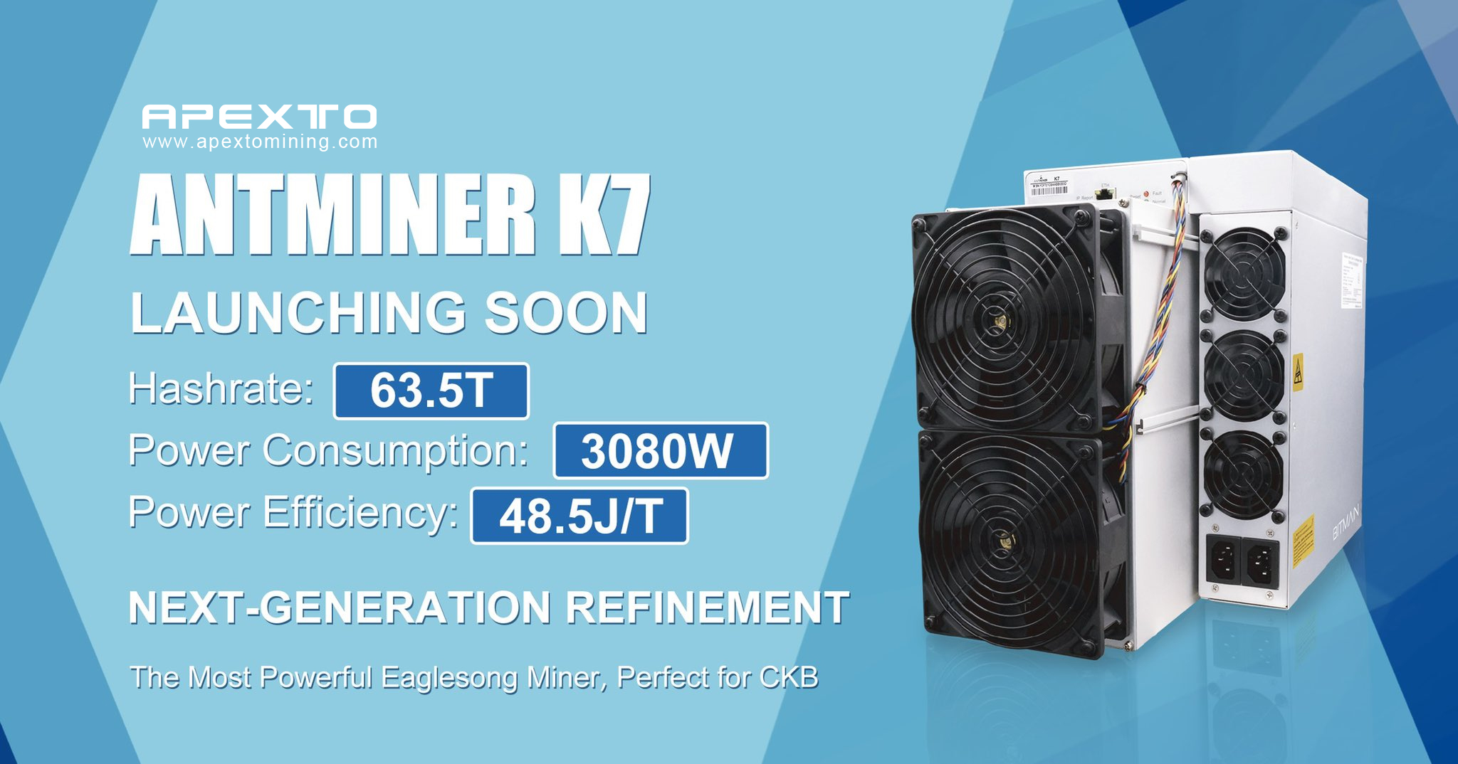 نوی Bitmain Antminer K7 —— ترټولو پیاوړی ایګلسونګ کان کیندونکی چې تاسو باید هیڅکله له لاسه ورنکړئ!