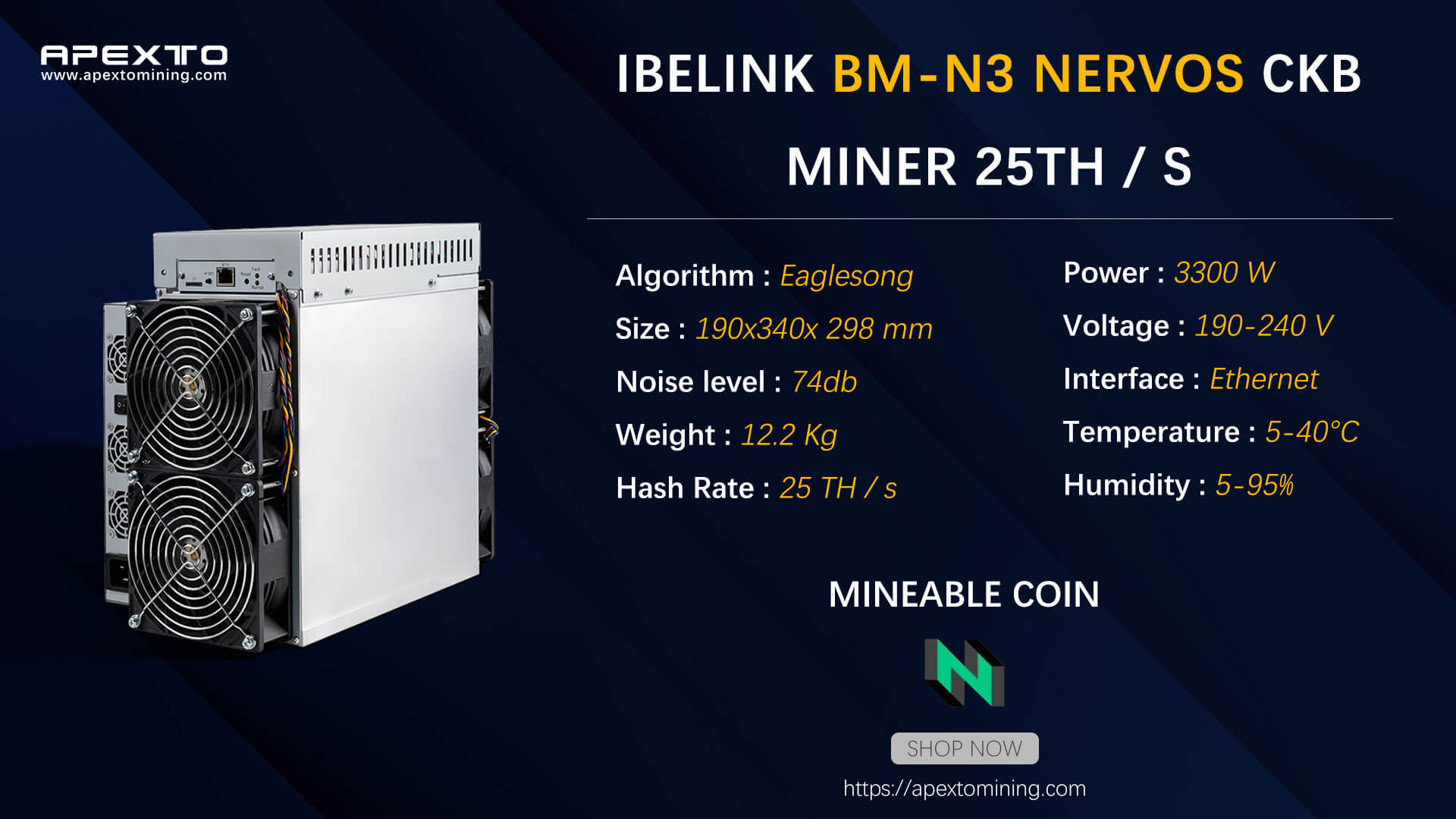 အသစ်ရောက်ရှိလာသော iBelink CKB Miner : BM -N3