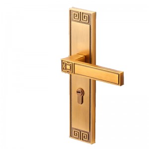 มือจับประตูทองเหลืองทองหรูหราโบราณสำหรับประตูหลัก