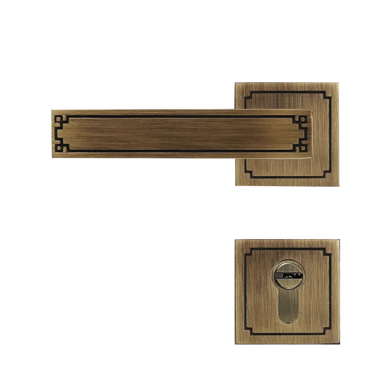 Aulu pirinç antika lüks kolu kapı kolu kilitleri oda kapısı için set