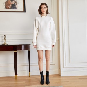 Casual Package Hip Round Neck Sweater Dress Woman