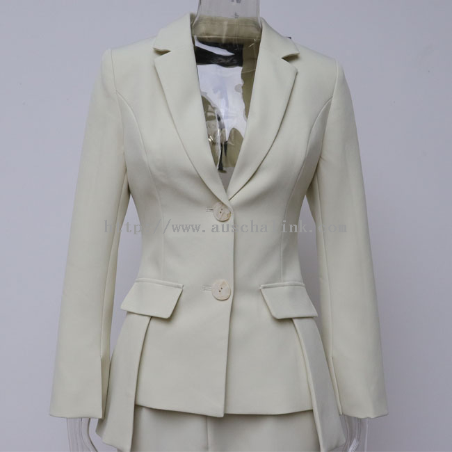 AUSCHALINK-ODM एकल ब्रेस्टेड ल्यापल कमर रेखा ज्याकेट + महिलाहरूको लागि सीधा प्यान्ट दुई-टुक्रा सूट
