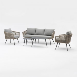 Sofa set AS-16 PE rotan weaving mei aluminium, ynklusyf cushion