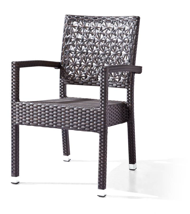 Ručne tkaná jedálenská stolička z PE ratanu s hliníkovým rámom