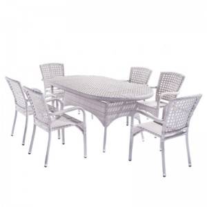 European Style Cafe Aluminium Rattan Chair Table Set