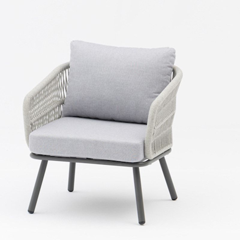 Juego de sofás con patas KD AS-180 tejido de cuerda de olefina con estructura de aluminio, incluido cojín