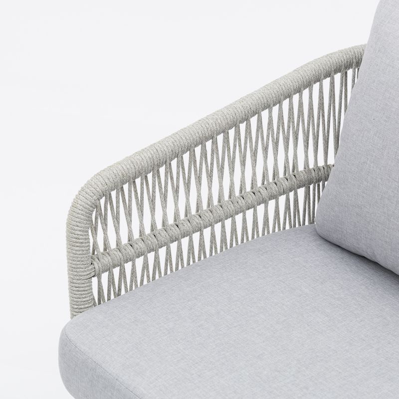 Set divano con gamba KD AS-180 intrecciato in corda olefinica con telaio in alluminio, incluso cuscino