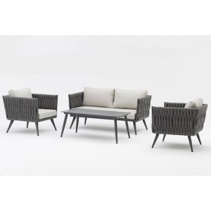 Set divano con gambe KD AS-100 con anima in cotone olefinico intrecciato con telaio in alluminio, incluso cuscino