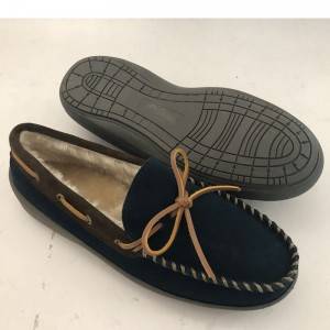 Hot Sales Mens Cowsuede Moccasin Slipper Anti Slipping Indoor Footwear