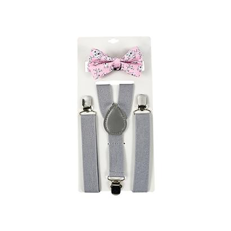 Conjunto unissex de suspensório ajustável e gravata borboleta para crianças
