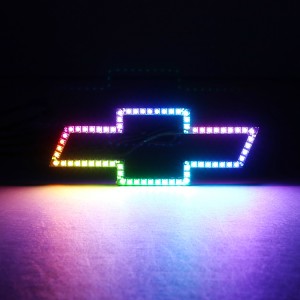 Suw geçirmeýän 3D RGB RGBW “Chevy Silverado Grille” çyralary üçin reňkli yşyklandyrylan “Chevy” nyşany
