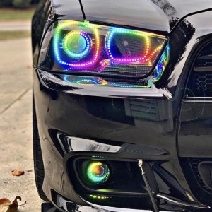 2011-2014 Dodge Charger Rgb Halo Ring Kits le Rianadair Blue-Tooth
