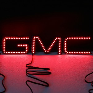 યુનિવર્સલ માઉન્ટ ઇલ્યુમિનેટેડ GMC મલ્ટીકલર LED પ્રતીક GMC લોગો બેજ