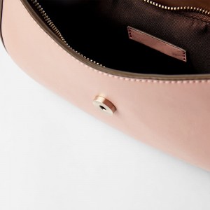 Custom Smooth Leather Women Shoulder Baguette Bag Pink Handbag Purse