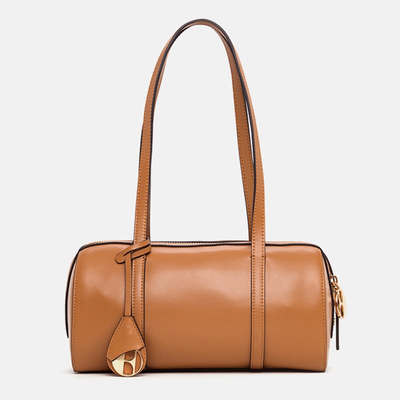 Custom Leather Boston Round Handbag Purse City Shoulder Bag For Women