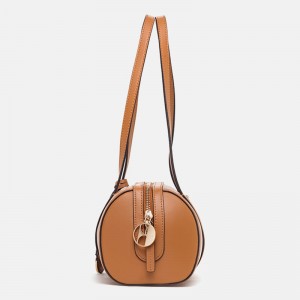 Custom Leather Boston Round Handbag Purse City Shoulder Bag For Women