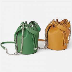 Custom PU Leather Handbag Stylish Women Mini Bucket Bag