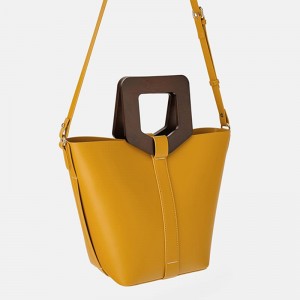 OEM Customized Leather Women Bucket Shopper Handbag Purse