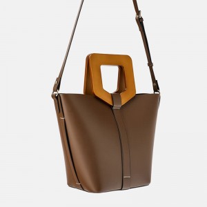 OEM Customized Leather Women Bucket Shopper Handbag Purse