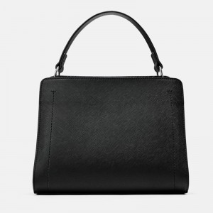 Custom Women Black Saffinao Leather Satchel City Bag