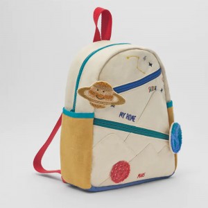 Custom Cotton Canvas Fashion Kids Planet Backpack School Bag Manufacturer