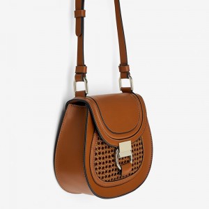 Custom Natural Leather Saddle Crossbody Bag Purse For Women