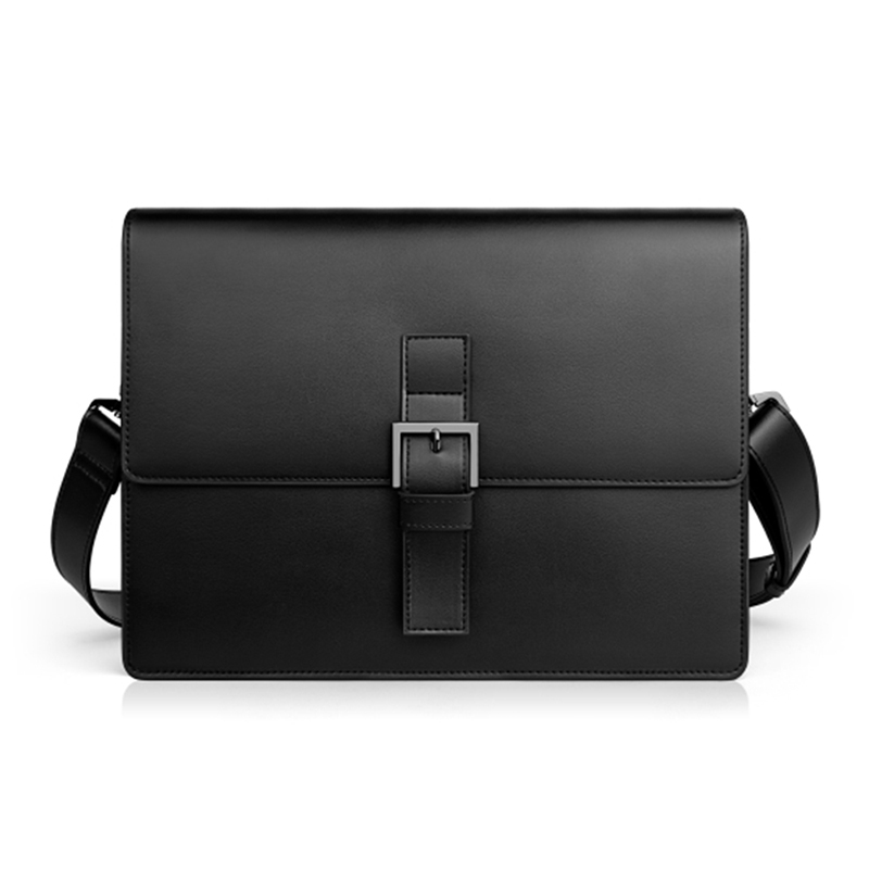 Custom Black Smooth Leather Urban Mens Crossbody Messenger Bag Manufacturer