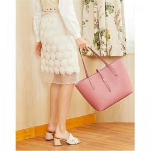 Customized Leather Medium Pink Women Shoulder Tote Bag Factory