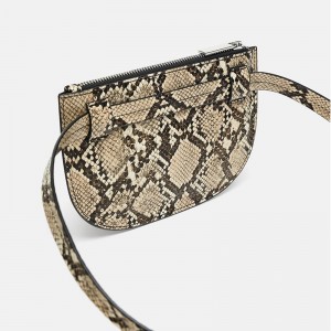 OEM Private Logo Snake Pattern Leather Waist Belt Bag For Women