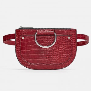 Custom Croc Leather Small Fanny Pack Women Ring Belt Bag