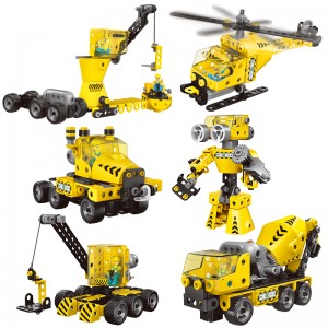 193 adet 6-in-1 DIY montaj kentsel inşaat araç oyuncakları elektrikli çocuk STEM şehir mühendislik kamyon yapı taşı çocuklar için