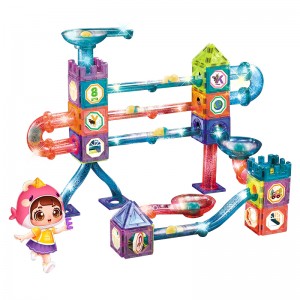 Светящиеся в темноте магнитные строительные игрушки, гоночные трассы, светящиеся пластиковые магнитные плитки, детский строительный блок, мраморный шарик для бега