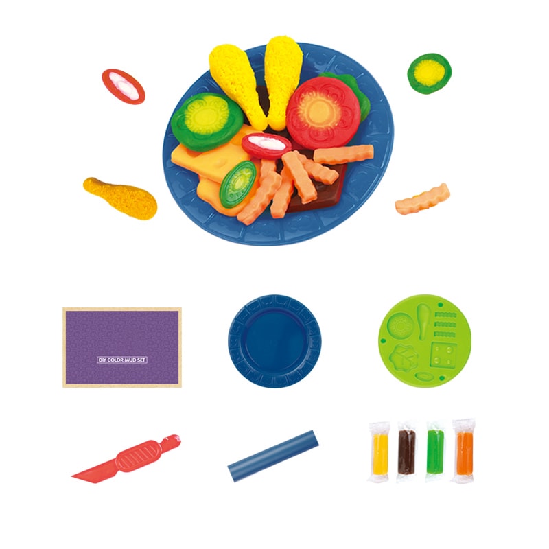 Barkácsolás színes agyag zöldségek öntőforma tányér műanyag vágóhenger szerszám gyerekek korai oktatás Gyurma játék biztonsági játék tészta