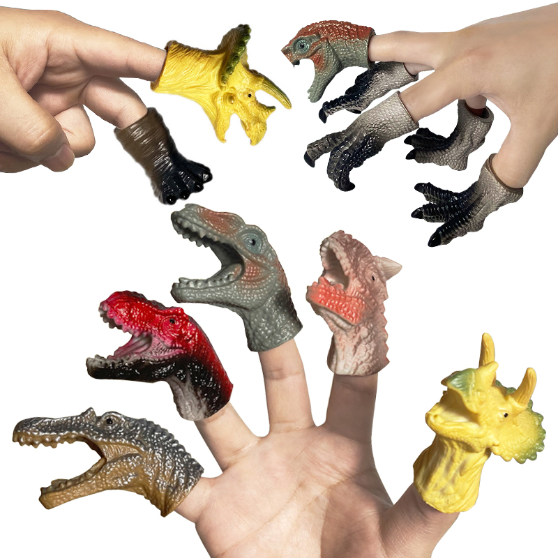 Yenilik Dino Eller parmak kuklası Seti Hayvanlar Kukla Gösterisi Tiyatro Sahne Parti Iyilik Plastik Dinozor Parmak Kuklaları Oyuncak Çocuklar için