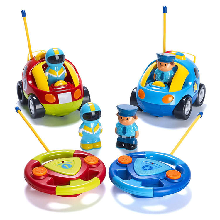 Elektromos zenei fények Rajzfilm Rc rendőrautó versenyautó kisgyermek fiúknak és lányoknak ajándék kormánykerék távirányítós autós játékok gyerekeknek