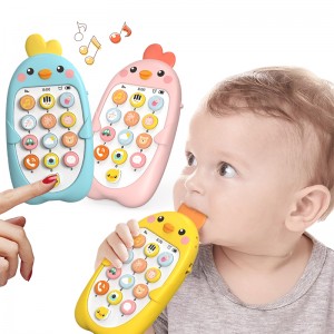 Luathfhoghlama Leanbh Fón Póca Bréagán Ceol Solas Glao Analógach Plaisteacha Cellphone Sínis agus Béarla Bilingual Toy Phone For Kid