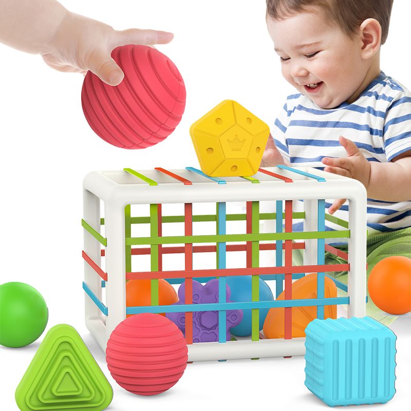 Erken Eğitim Duyusal Şekil Ayırma Oyuncaklar Yürümeye Başlayan Gelişimsel Öğrenme Renkli Küp Montessori Oyuncaklar Bebekler için 6-12 Ay