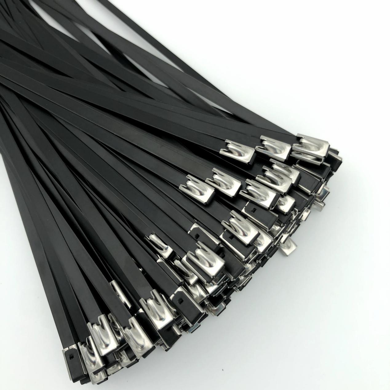 विविध अनुप्रयोगों के लिए उच्च गुणवत्ता वाली काली स्टेनलेस स्टील ज़िप टाई