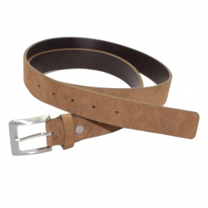Distressed Leather Jeans Belt with Metal Buckle