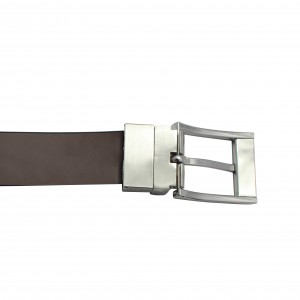 Wide Leather Belt with Embossed Design and Silver Buckle 30-23047
