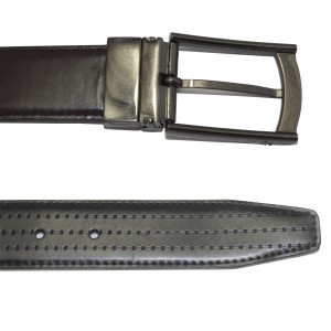 High Quality Pin Buckle Double Side Reversible Leather men Belt 35-16013