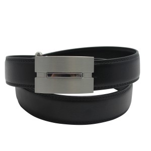 Sleek Leather Reversible Belt with Silver Buckle 35-19485
