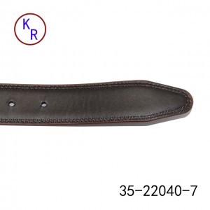 Wide Leather Belt with Embossed Design and Silver Buckle